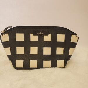 Kate Spade Eady Grove Street printed cosmetic bag . Black cream